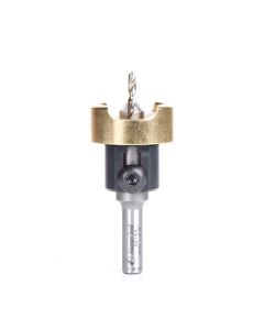 Amana tool 55193 Carbide Tipped Countersink with No Burning and No Marring Adjustable Depth Stop with No-Thrust BB, 3/8 D x 1/8 Dril D x 5/16 Inch Round SHK