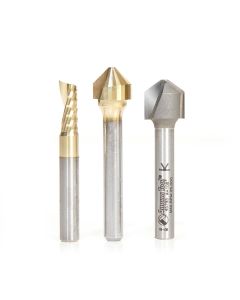 Amana tool AMS-213 3-Pc 90, 108 Degree and 1/4 Inch Diameter for Aluminum Composite Material (ACM) Panels, 1/4 Inch SHK Pack