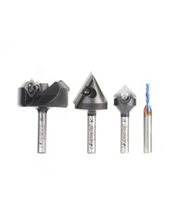Amana tool AMS-278 4-Pc CNC General Purpose Set, 1/4 Inch Shank