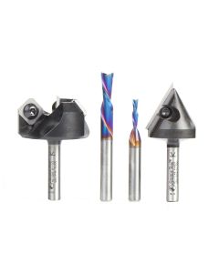 Amana tool AMS-283 4-Pc CNC General Purpose Set, 1/4 Inch Shank