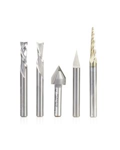 Amana tool AMS-297 5-Pc CNC General Purpose Set, 1/4 Inch Shank