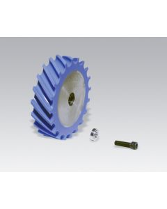 Dynabrade 11636 Contact Wheel Ass'y, 4" Dia. x 1" W x 5/8" I.D., Scoop Face, 80 Duro Urethane