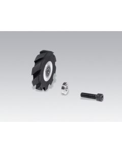 Dynabrade 11644 Contact Wheel Ass'y, 2" Dia. x 1/2" W x 5/8" I.D., Crown Face, 90 Duro Rubber