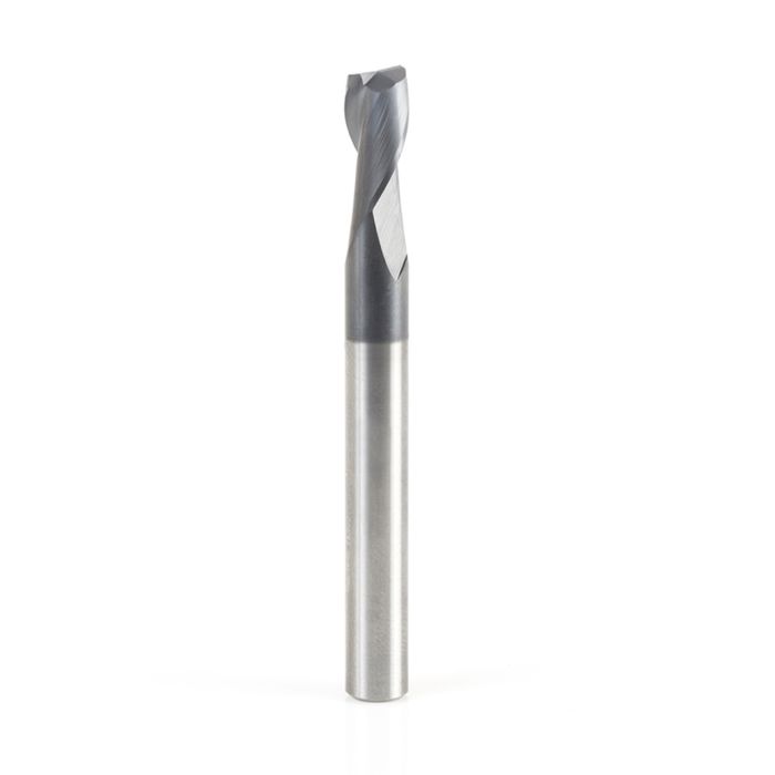 Amana tool 51466 SC Spiral for Steel, Stainless Steel & Non Ferrous Metal with AlTiN Coating 2-Flute x 1/4 D x 1/2 CH x 1/4 SHK x 2-1/2 Inch Long Up-Cut Router Bit / 45 Deg Corner Chamfer End Mil