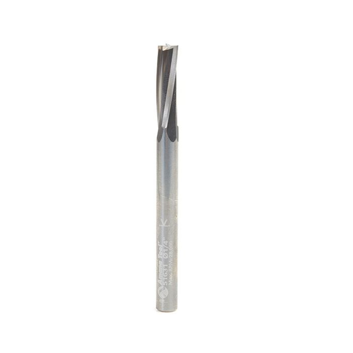 Amana tool 51630 Solid Carbide Spiral Finisher 1/4 Dia x 3/8 Cut Height x 1/4 Shank x 3 Inch Long Up-Cut Router Bit, Leaves an Extra High Surface Finish