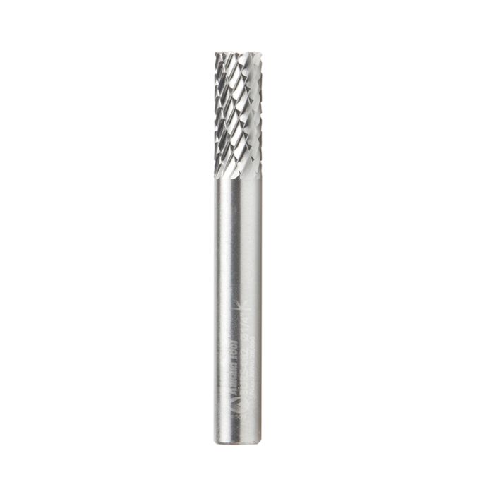 Amana tool BURS-082 Cylindrical Shape SC 1/4 D x 5/8 CH x 1/4 SHK x 2 Inch Long with End, Double Cut SB Burr Bit