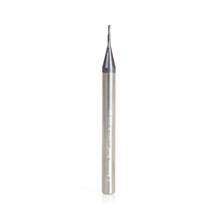 Amana tool 51663 Mini SC Spiral for Steel, Stainless Steel & Composites, AlTiN Coated 0.025 D x 0.075 CH x 1/8 SHK x 1-1/2 Inch Long Up-Cut 2-Flute Square End Router Bit/End Mil