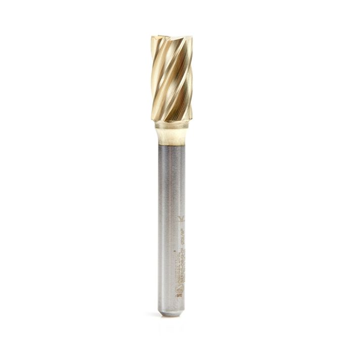 Amana tool BURS-084NF Cylindrical Shape SC Head 3/8 D x 3/4 CH x 1/4 SHK x 2-1/2 Inch Long ZrN Coated Double Cut SB Burr Bit