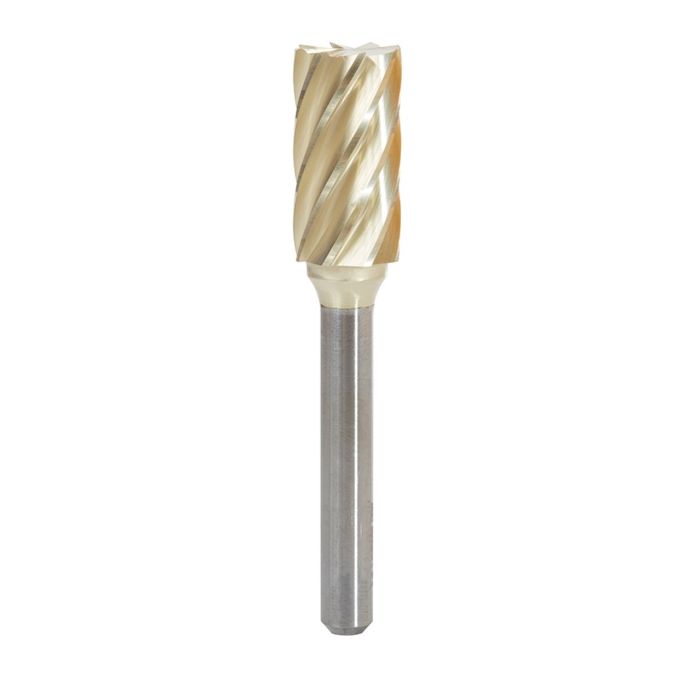Amana tool BURS-088NF Cylindrical Shape SC Head 1/2 D x 1 CH x 1/4 SHK x 2-3/4 Inch Long ZrN Coated Double Cut SB Burr Bit