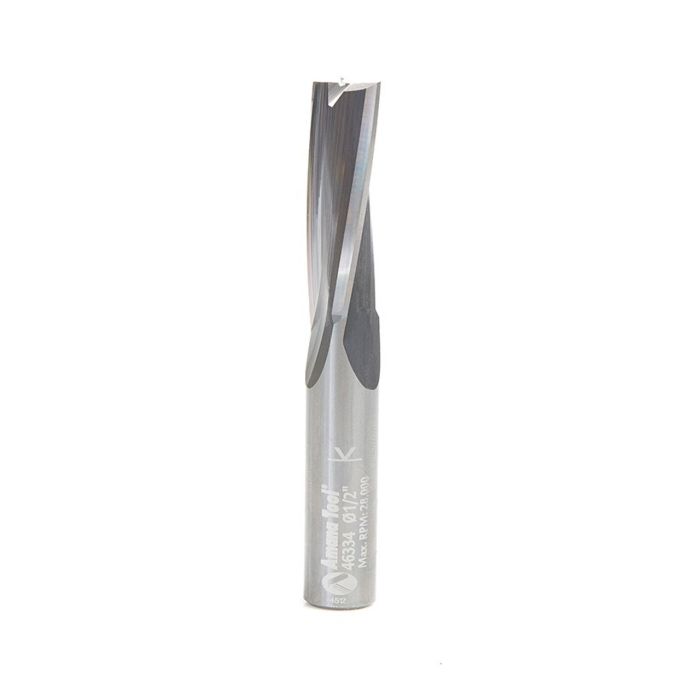 Amana tool 46334 Solid Carbide Slow Spiral 1/2 D x 1-1/2 CH x 1/2 SHK x 3-1/2 Inch Long Up-Cut 3-Flute Router Bit