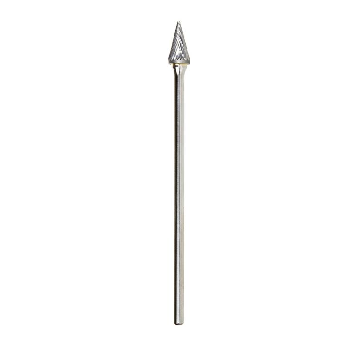 Amana tool BURS-228 Pointed Cone Shape 14 Deg SC Head 1/2 D x 7/8 CH x 1/4 SHK x 6-7/8 Inch Long Double Cut SM Burr Bit
