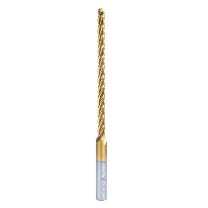 Amana tool HSS1200 Foam Cutting Bal End 1/4 D x 1/8 R x 4 CH x 3/8 SHK x 6 Inch Long Extended Reach CNC High Speed Steel (HSS) TiN Coated 4-Flute Spiral Up-Cut Router Bit
