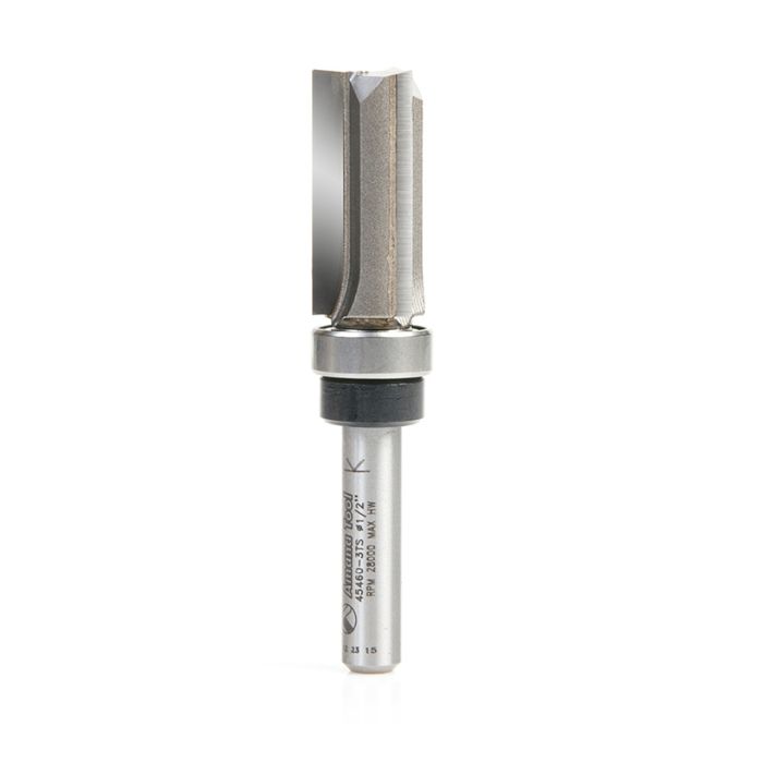 Amana tool 45460-3TS Carbide Tipped Flush Trim Plunge Template 1/2 D x 1 CH x 1/4 Inch SHK w Upper Bal Bearing 3 Flute Router Bit