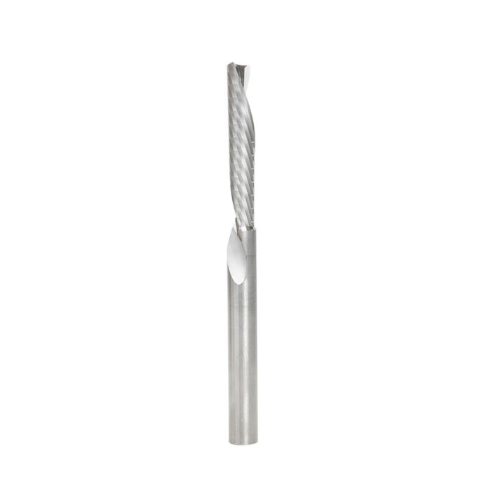 Amana tool 57308 Metric SC Spiral O Single Flute, Aluminum Cutting 6 D x 32 CH x 6 SHK x 76mm Long Down-Cut ?Router Bit with Mirror Finish