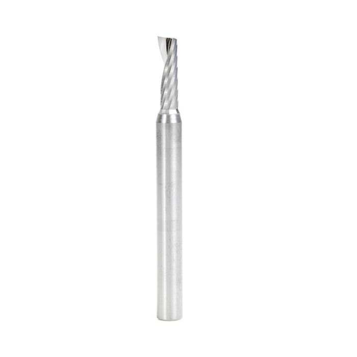 Amana tool 57321 Metric SC CNC Spiral O Single Flute, Plastic Cutting 5 D x 16 CH x 6 SHK x 64mm Long Up-Cut Router Bit with Mirror Finish