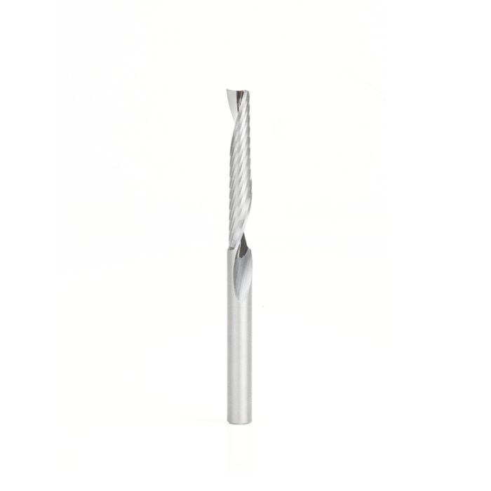 Amana tool 57322 Metric SC CNC Spiral O Single Flute, Plastic Cutting 5 D x 30 CH x 5 SHK x 64mm Long Up-Cut Router Bit with Mirror Finish