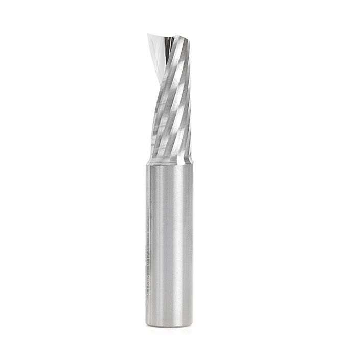 Amana tool 51645 CNC SC Spiral O Single Flute, Plastic Cutting 1/2 D x 1-1/4 CH x 1/2 SHK x 3 Inch Long Up-Cut Router Bit with Mirror Finish