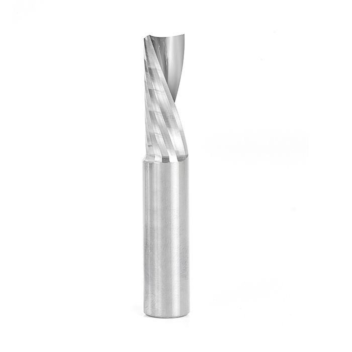 Amana tool 51529 CNC SC Spiral O Single Flute, Plastic Cutting 1/2 D x 1-1/4 CH x 1/2 SHK x 3 Inch Long Down-Cut Router Bit with Mirror Finish