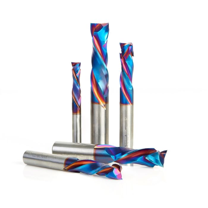 Amana tool AMS-182-K 5-Piece CNC Solid Carbide Spektra Coated Compression Spiral Router Bit Colection