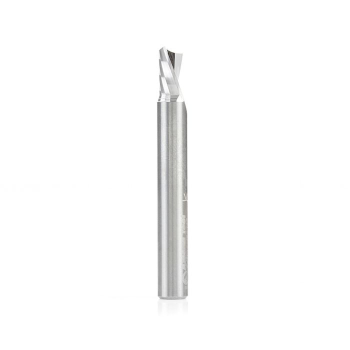 Amana tool 51774 CNC SC Spiral O Single Flute, Aluminum Cutting 1/4 D x 3/8 CH x 1/4 SHK x 2 Inch Long Down-Cut Router Bit with Mirror Finish
