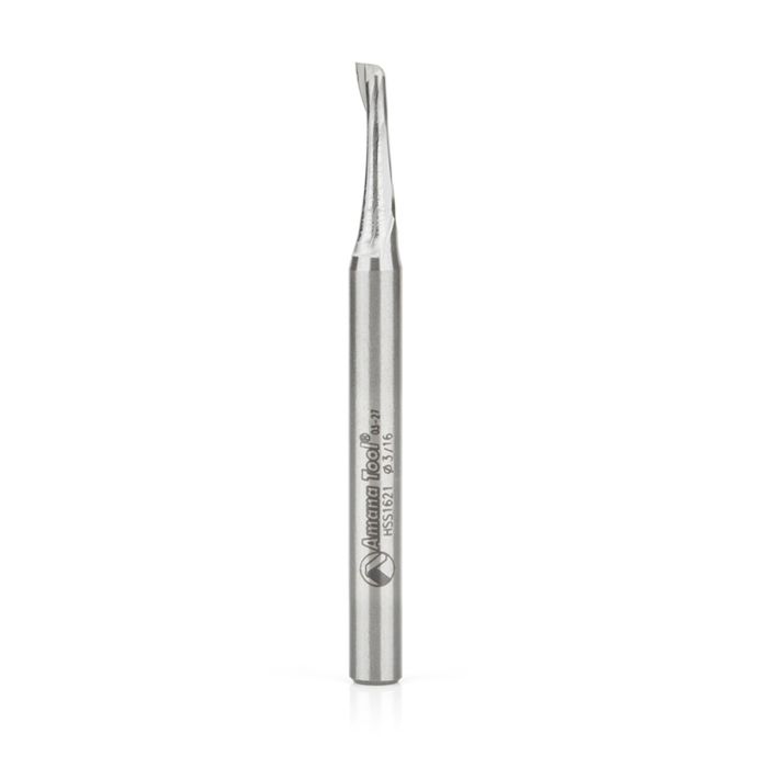 Amana tool HSS1621 HSS Spiral Aluminum Cutting Single Flute Up-Cut 3/16 D x 5/8 CH x 1/4 SHK 2-7/8 Inch Long Router Bit