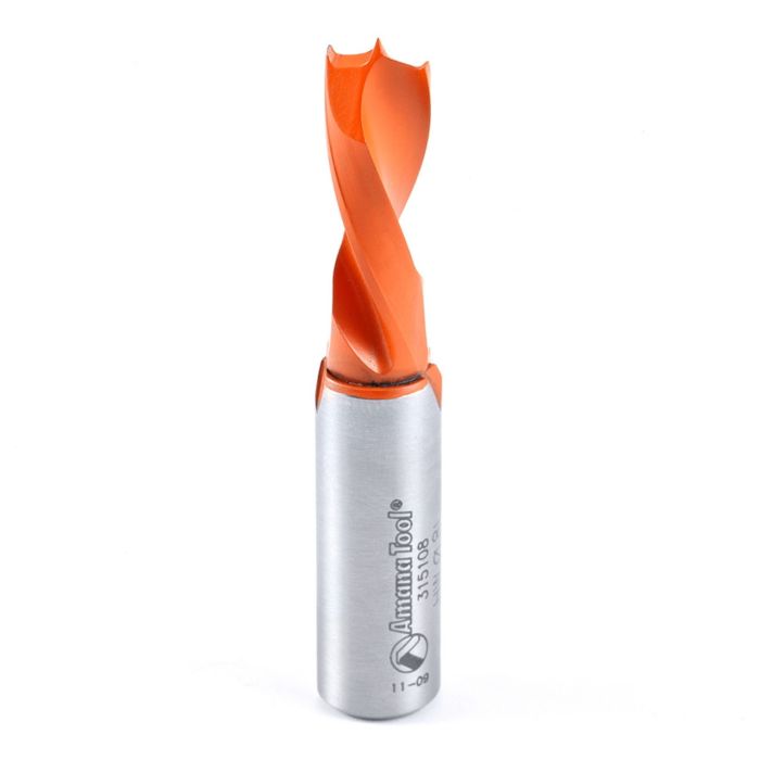 Amana tool 315108 Solid Carbide Dowel Dril Boring Bit L/H 8mm D x 57.5mm Long x 10x25mm SHK