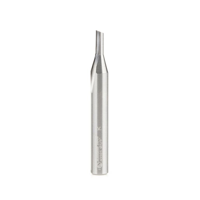 Amana tool 43501 Solid Carbide Single O Flute, Plastic Cutting 1/8 D x 5/16 CH x 1/4 SHK x 2 Inch Long Router Bit
