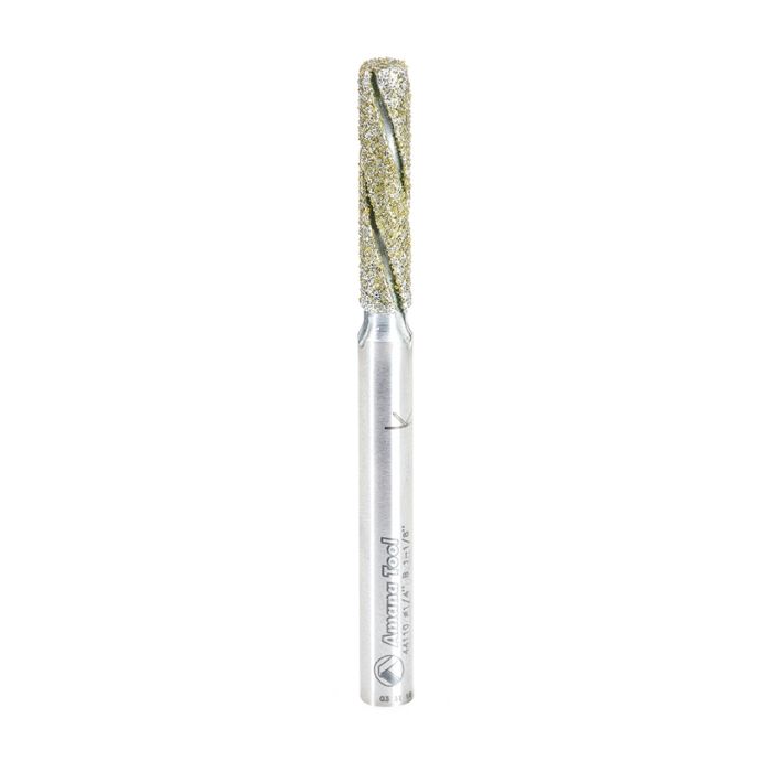 Amana tool 44110 Diamond Grit 1/4 Dia x 1-1/8 Cut Length x 1/4 Inch Shank, 3 Flute Down-Cut Aloy Steel End Mil Coated with Electro Plated Diamonds