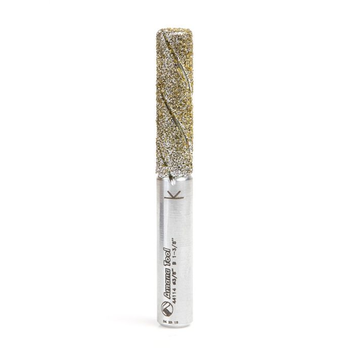 Amana tool 44114 Diamond Grit 3/8 Dia x 1-3/8 Cut Length x 3/8 Inch Shank, 3 Flute Down-Cut Aloy Steel End Mil Coated with Electro Plated Diamonds