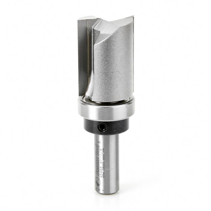 Amana tool 45468 Carbide Tipped Flush Trim Plunge Template 1-1/8 D x 1-1/2 CH x 1/2 Inch SHK w/ Upper Bal Bearing Router Bit