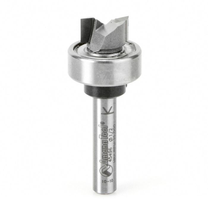 Amana tool 45496 Carbide Tipped Flush Trim Plunge Template 1/2 D x 1/4 CH x 1/4 Inch SHK w/ Oversized Upper Bal Bearing Router Bit