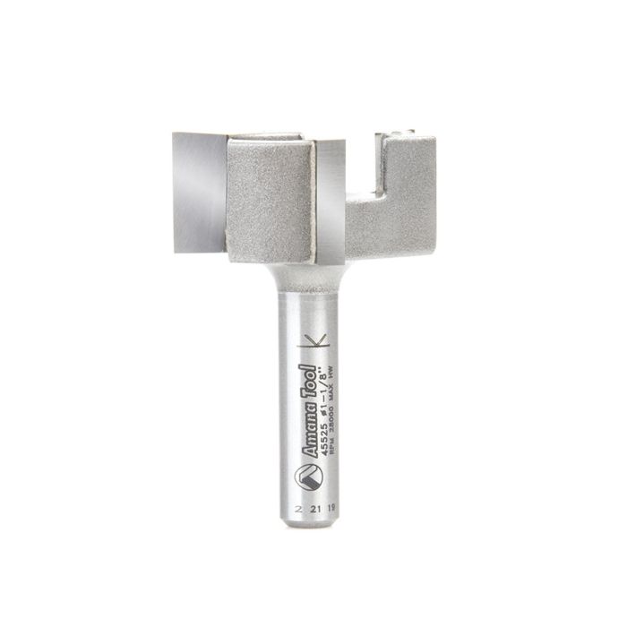 Amana tool 45525 Carbide Tipped 1-1/8 Dia x 1/2 CH x 1/4 Shk x 1-13/16 Long Spoilboard Surfacing & Flattening 3-Flute Router Bit