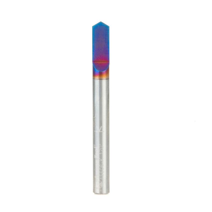 Amana tool 45606-K Solid Carbide Spektra Extreme tool Life Coated 120 Degree Engraving 0.015 Tip Width x 1/4 SHK x 2-1/2 Inch Long Signmaking Router Bit