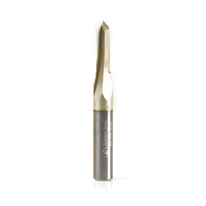 Amana tool 45610 Zero-Point Solid Carbide V Groove 90 Deg x 3/16 D x 5/8 CH x 1/4 Inch SHK ZrN Coated Router Bit