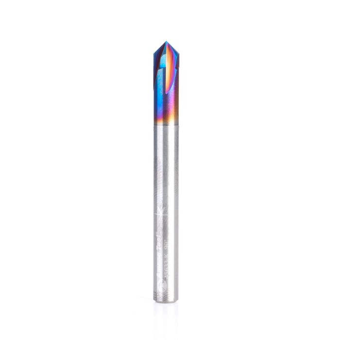 Amana tool 45633-K SC Spektra Extreme tool Life Coated V-Groove 90 Deg x 1/4 D x 1/8 CH x 1/4 Inch SHK 4-Flute Router Bit