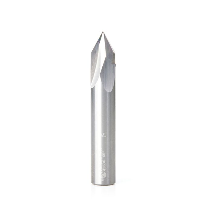 Amana tool 45636 Solid Carbide V Groove Engraving 60 Deg x 1/2 D x 5/8 CH x 1/2 SHK x 3 Inch Long Router Bit