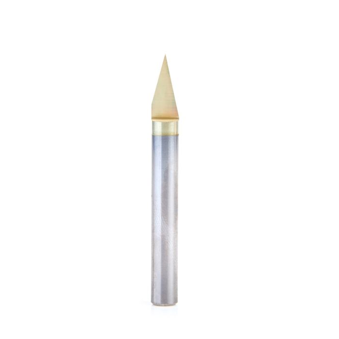Amana tool 45771-Z Solid Carbide 30 Degree Engraving 0.005 Tip Width x 1/4 SHK x 2-1/4 Inch Long Signmaking ZrN Coated Router Bit
