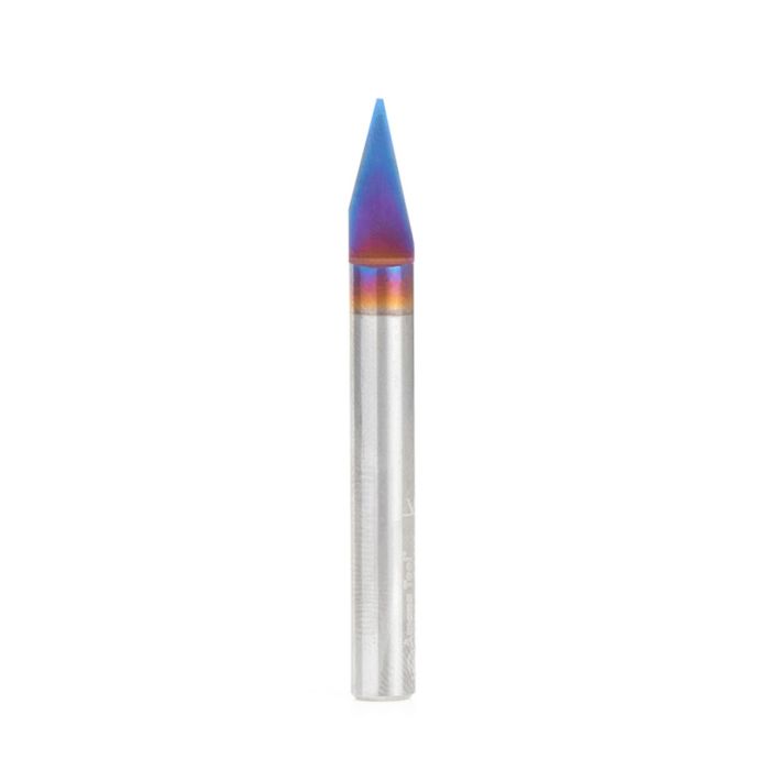 Amana tool 45774-K Solid Carbide Spektra Extreme tool Life Coated 30 Degree Engraving 0.030 Tip Width x 1/4 SHK x 2-1/4 Inch Long Signmaking Router Bit