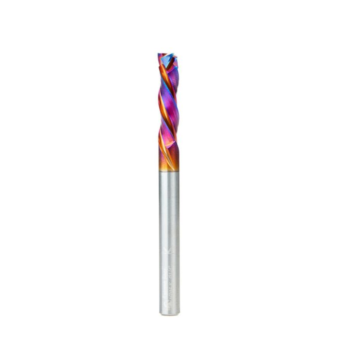 Amana tool 46016-K CNC SC Spektra Extreme tool Life Coated Mortise Compression Spiral 1/4 D x 1 CH 1/4 SHK 3 Inch Long 3 Flute Router Bit