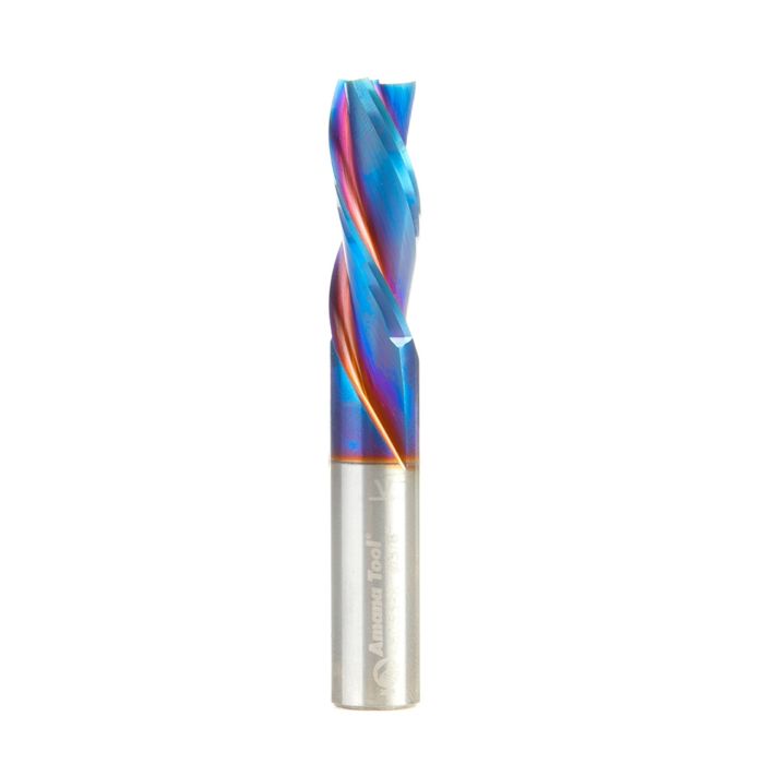 Amana tool 46055-K SC Spektra Extreme tool Life Coated Spiral Plunge 3/8 Dia x 1 CH x 3/8 SHK 2-1/2 Inch Long Down-Cut 3 Flute Router Bit