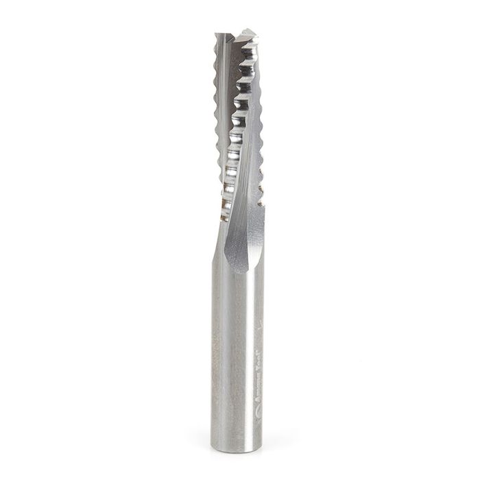 Amana tool 46129 Solid Carbide Roughing Spiral 3 Flute Chipbreaker 3/8 Dia x 1-1/4 Cut Height x 3/8 Shank x 3 Inch Long Up-Cut Router Bit