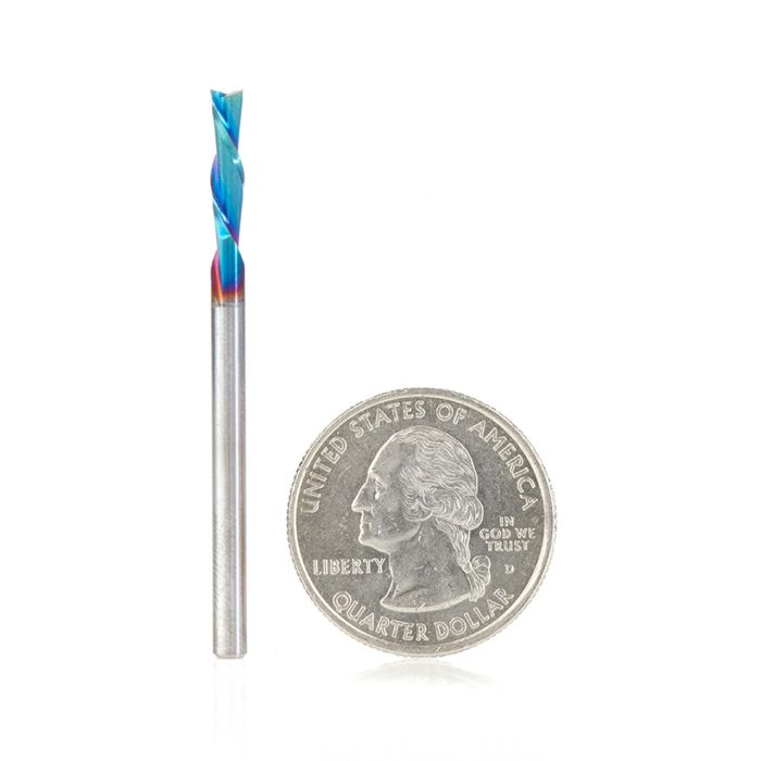Amana tool 46227-K SC Spektra Extreme tool Life Coated Spiral Plunge 1/8 Dia x 1/2 CH x 1/8 SHK 2 Inch Long Down-Cut Router Bit