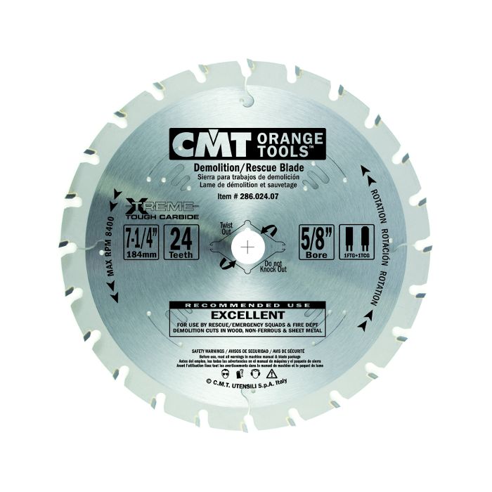 CMT 286.024.14 Demolition & Rescue Saw Blade, 12-Inch X 24 Teeth TCG Grind with 1-Inch Bore
