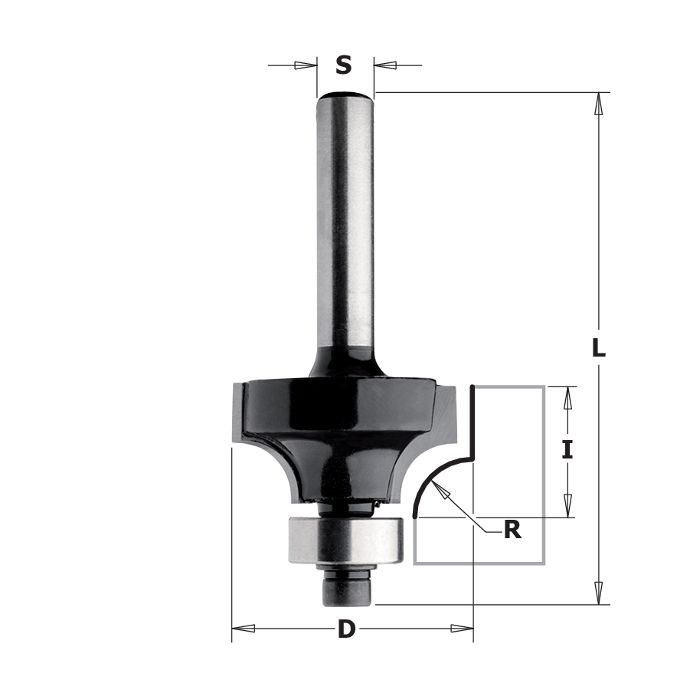CMT 83807 Contractor Roundover & Beading Bit, 1-1/2-inch Diameter, 1/2-inch Radius, 1/4-inch Shank