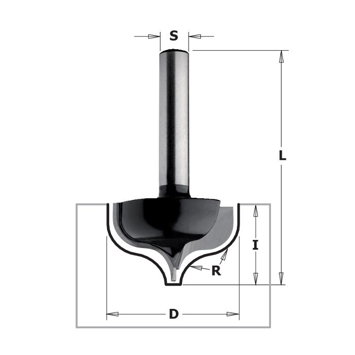 CMT 86508 Decorative Ogee Bit, 1-1/32-inch Diameter, 1/4-inch Radius, 1/4-inch shank