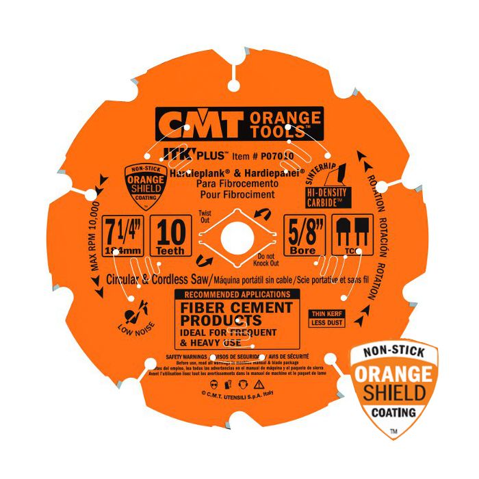 CMT P07010 ITK Plus Saw Blade for Fiber Cement, 7-1/4 X 10 Teeth, TCG with 5/8-Inch<> Bore