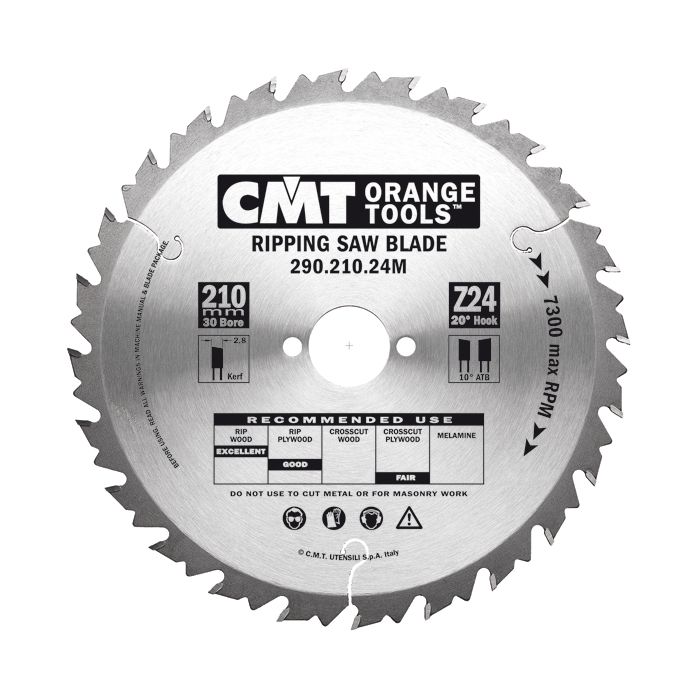 CMT 290.210.24M Ripping Saw Blade for Festool machines, 8-1/4-Inch X 24 Teeth 10° ATB with 30mm Bore
