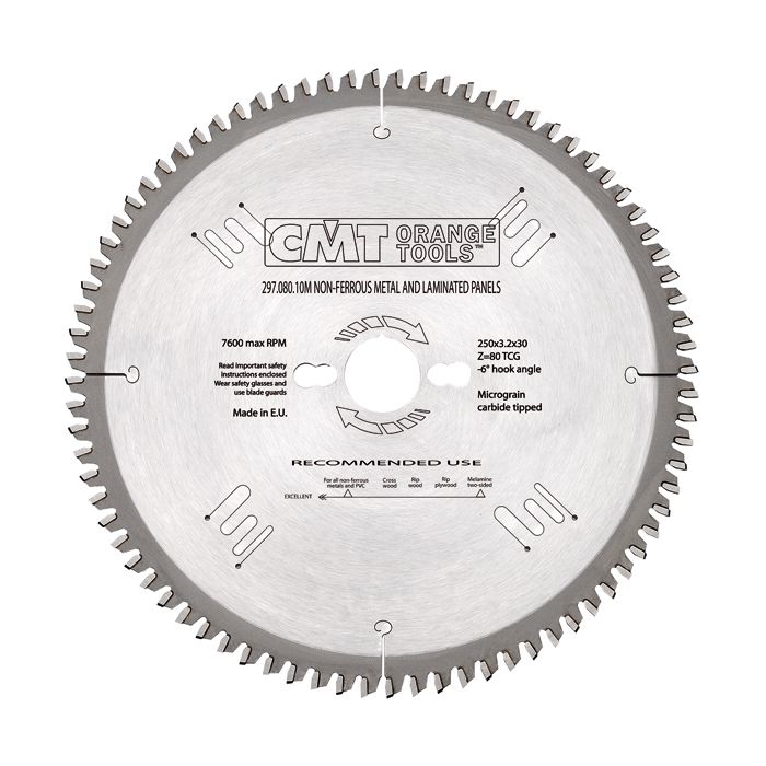 CMT 296.210.64M Non-Ferrous Metal, PVC & Melamine Blade, 8-1/4-Inch X 64 Teeth TCG Grind with 30mm Bore