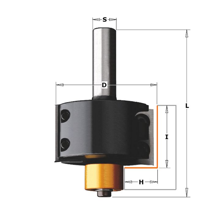 CMT 690.991.11 Insert Carbide Grand Rabbeting Bit, 5/8-Inch Cutting Depth, 2-Inch Diameter, 1/2-Inch Shank