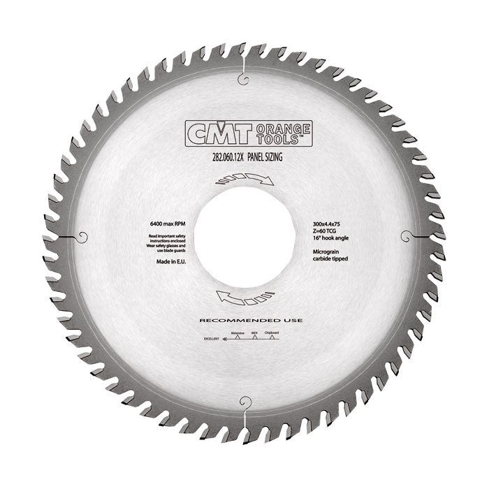 CMT 282.060.12W Industrial Panel Sizing Saw Blade, 300mm (11-13/16-Inch) X 60 Teeth TCG Grind with 80mm Bore